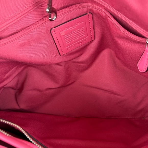 Coach tan logo with salmon pink trim tote bag - Picture 7 of 11